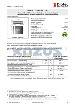 Z3SMC130 datasheet - Surface Mount Silicon-Zener Diodes