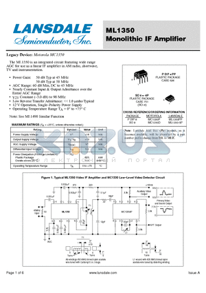 ML1350-5P datasheet - Monolithic IF Amplifier