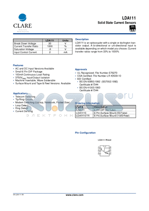 LDA111 datasheet - Solid State Current Sensors
