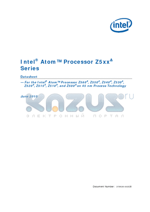 Z540 datasheet - Intel Atom Processor
