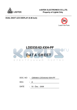 LDD335-62-XXH-PF datasheet - DUAL DIGIT LED DISPLAY (0.36 lnch)