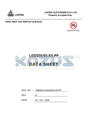 LDD335-65-XX-PF datasheet - DUAL DIGIT LED DISPLAY (0.36 lnch)
