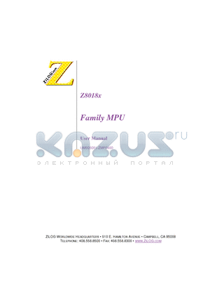 Z8018008PEC datasheet - Family MPU