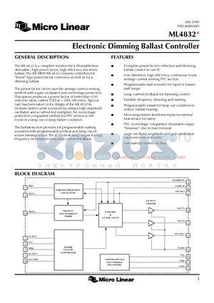 ML4832CS datasheet - Electronic Dimming Ballast Controller