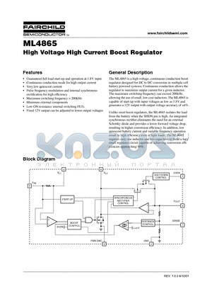 ML4865CS-2 datasheet - High Voltage High Current Boost Regulator