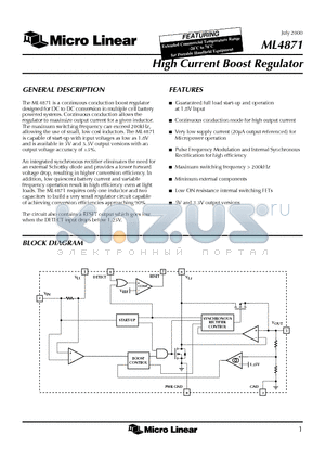 ML4871CS-3 datasheet - High Current Boost Regulator