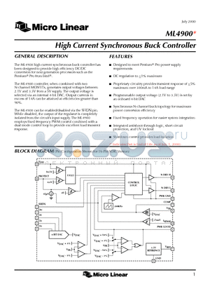 ML4900CT datasheet - High Current Synchronous Buck Controller