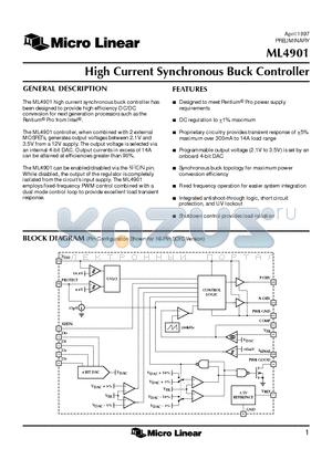 ML4901 datasheet - High Current Synchronous Buck Controller