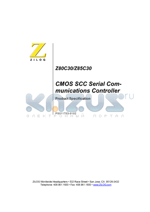 Z80C3008PSC datasheet - CMOS SCC SERIAL COMMUNICATIONS CONTROLLER