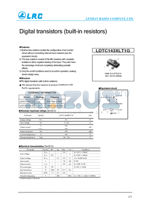 LDTC143XLT3G datasheet - Digital transistors (built-in resistors)