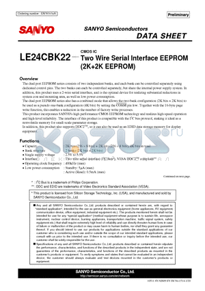 LE24CBK22 datasheet - Two Wire Serial Interface EEPROM (2K2K EEPROM)