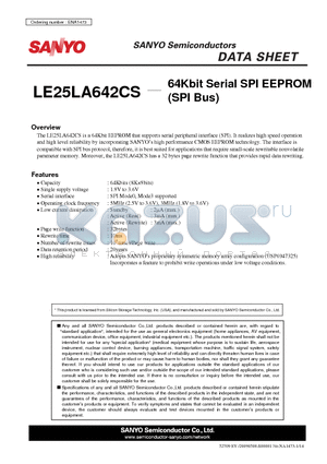LE25LA642CS datasheet - 64Kbit Serial SPI EEPROM