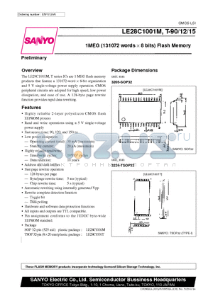 LE28C1001T-12 datasheet - 1MEG (131072 words x 8 bits) Flash Memory