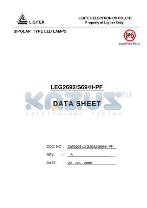 LEG2692-S69-H-PF datasheet - BIPOLAR TYPE LED LAMPS