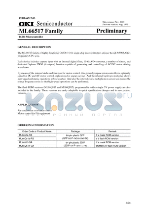 ML66517 datasheet - 16-Bit Microcontroller