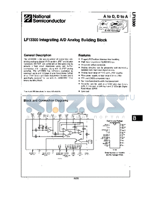 LF13300D datasheet - INTERGRATING A/D ANALOG BUILDING BLOCK