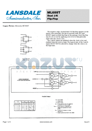 ML688T datasheet - Dual J-K Flip-Flop