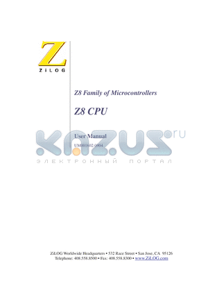 Z86C03 datasheet - CMOS Z8 8-BIT CCP CONSUMER CONTROLLER PROCESSORS