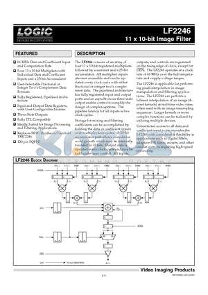 LF2246QC25 datasheet - 11 x 10-bit Image Filter