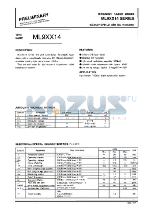 ML9XX14 datasheet - InGaAsP DFB-LD with EA modulator