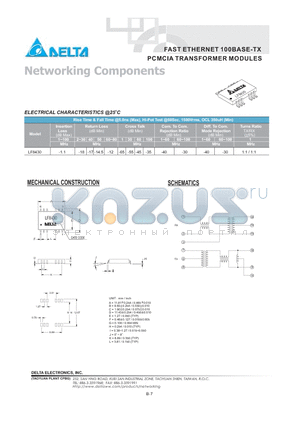 LF8430 datasheet - FAST ETHERNET 100BASE-TX PCMCIA TRANSFORMER MODULES