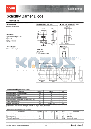 RB085B-30_09 datasheet - Schottky Barrier Diode