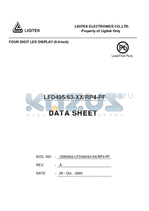 LFD495-63-XX-RP4-PF datasheet - FOUR DIGIT LED DISPLAY (0.4 lnch)