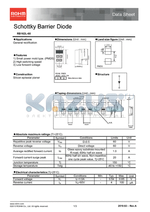 RB162L-60 datasheet - Schottky Barrier Diode