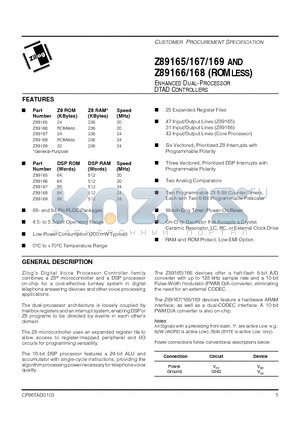 Z89168 datasheet - DTAD CONTROLLERS