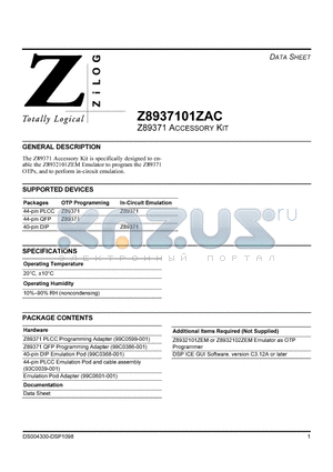 Z8937101ZAC datasheet - Z89371 ACCESSORY KIT
