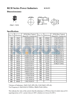 RCH-151 datasheet - RCH Series Power Inductors