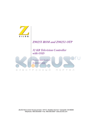 Z9020900TSC datasheet - Z90255 ROM and Z90251 OTP 32 KB Television Controller with OSD