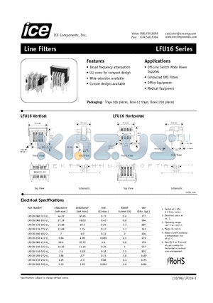 LFU16-170-772-2 datasheet - Line Filters