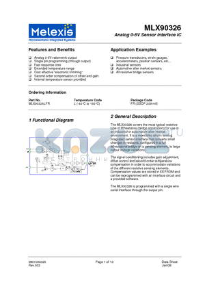 MLX90326LFR datasheet - Analog 0-5V Sensor Interface IC