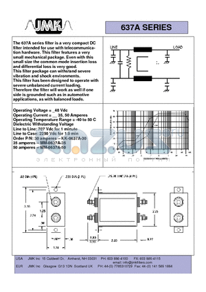 MM-0637A-35 datasheet - The 637A series filter is a very compact DC filter intended for use with telecommunication hardware