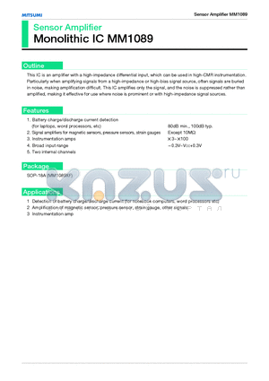 MM1089 datasheet - Sensor Amplifier