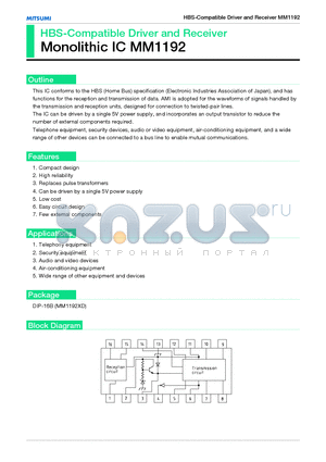 MM1192 datasheet - HBS-Compatible Driver and Receiver