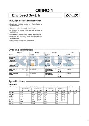 ZC-D55 datasheet - Small, High-precision ENclosed Switch