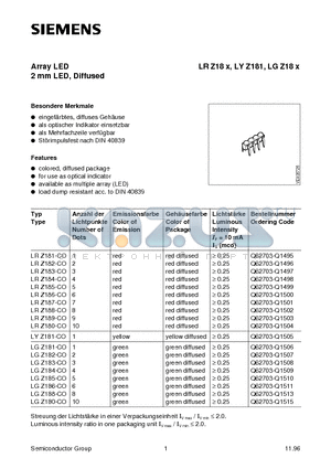 LGZ180-CO datasheet - Array LED 2 mm LED, Diffused