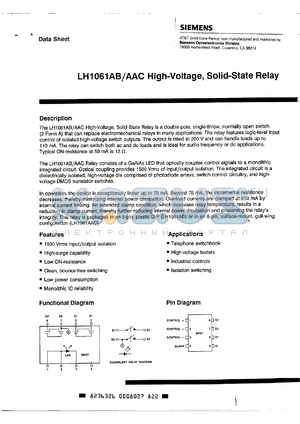 LH1061AB datasheet - High-Voltage, Solid-State Relay