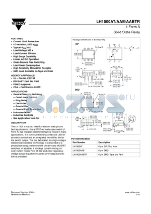 LH1500AT datasheet - Solid State Relay