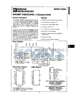 MM5298AJ-3 datasheet - 8192-BIT (8192 X 1) DYNAMIC RAM