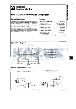 MM54C909J datasheet - QUAD COMPARATOR