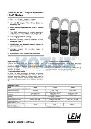 LH2040 datasheet - True RMS AC/DC Clamp-on Multimeters