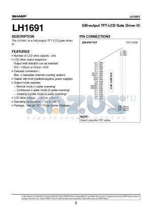 LH1691 datasheet - 240-output TFT-LCD Gate Driver IC