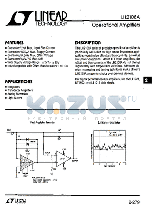 LH2108A/883B datasheet - OPERATIONAL AMPLIFIERS