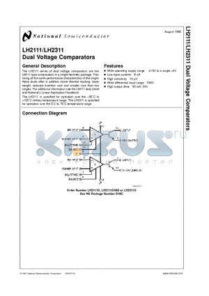 LH2111 datasheet - Dual Voltage Comparators