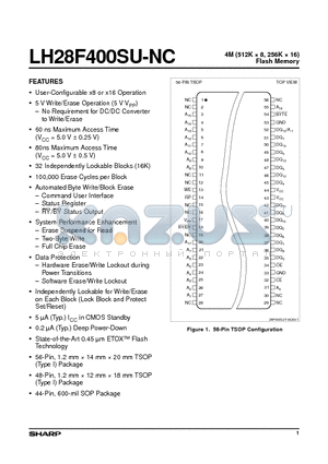 LH28F400SUN-NC80 datasheet - 4M (512K  8, 256K  16) Flash Memory