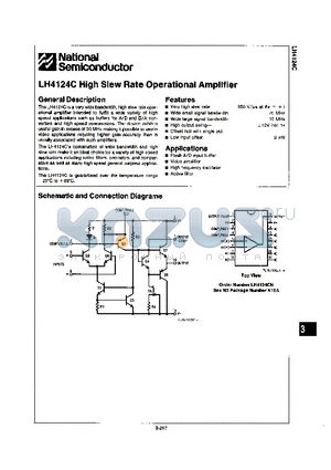 LH4124C datasheet - HIGH SLEW RATE OPERATIONAL AMPLIFIER