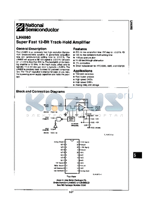 LH4860CD datasheet - SUPER FAST 12 - BIT TRACK - HOLD AMPLIFLER